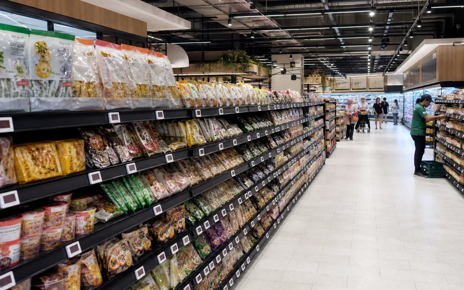 Electronic shelf labels operating consistently across a modern supermarket aisle
