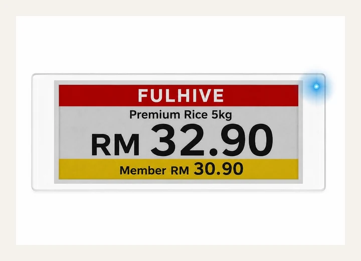 Slim bar-format Fulhive electronic shelf label