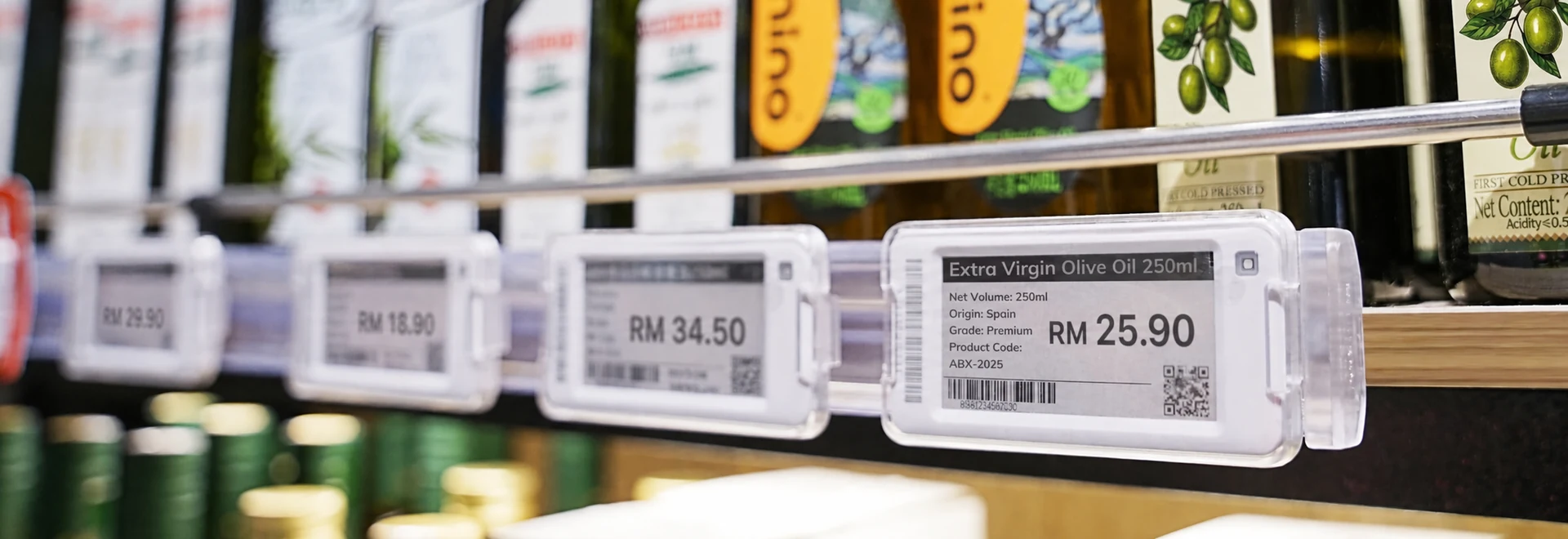 Electronic shelf labels across a retail shelf for centrally managed pricing